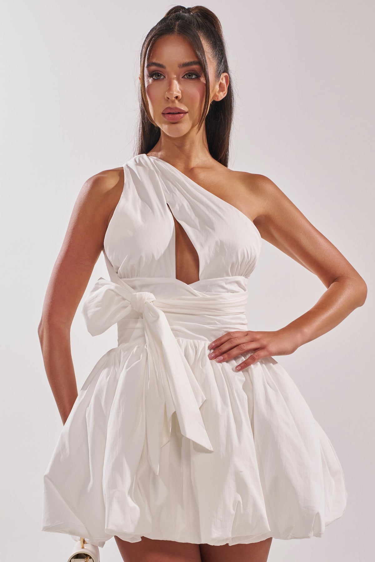 Pretty In Poplin Strappy Multifunction Mini Dress In White