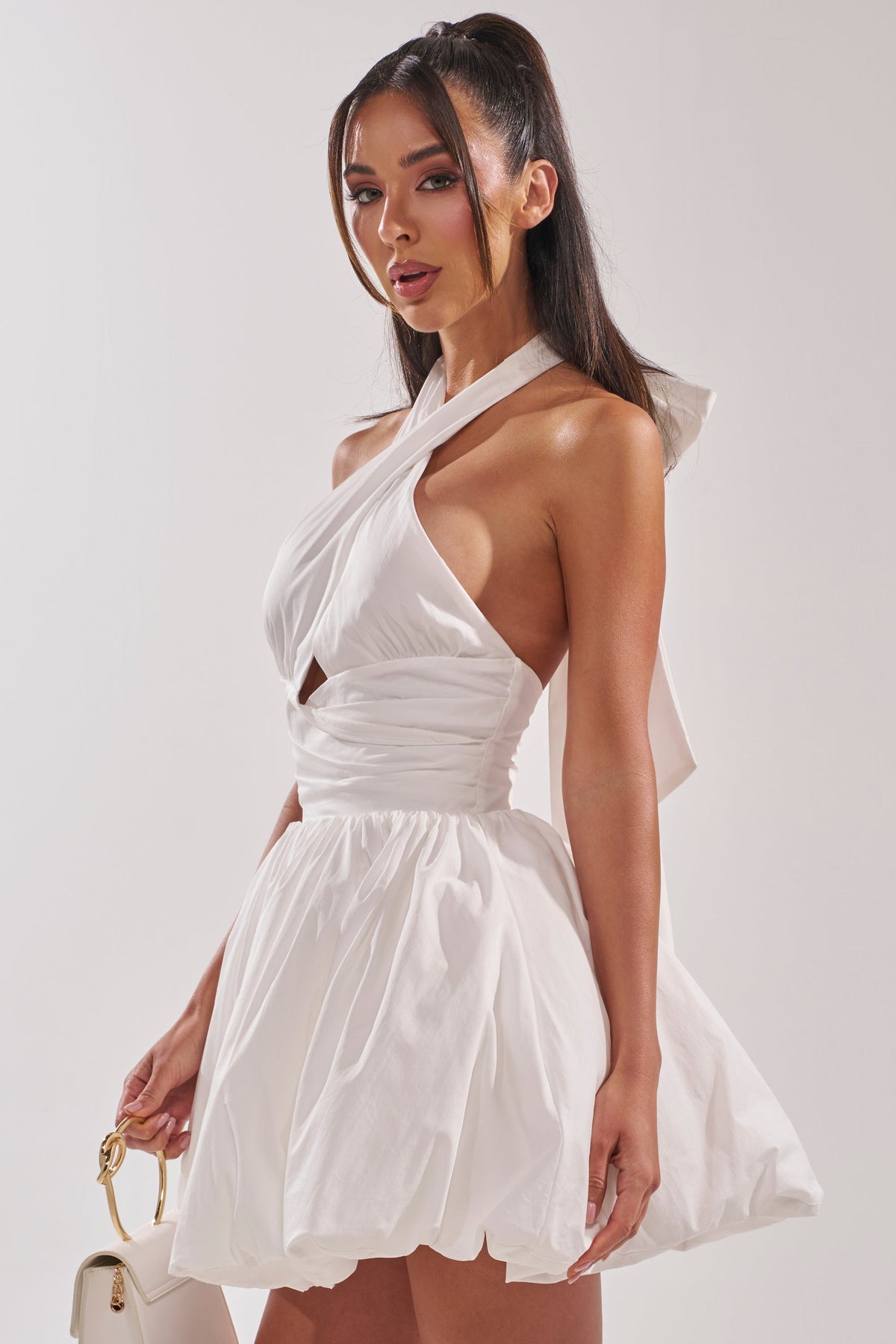 Pretty In Poplin Strappy Multifunction Mini Dress In White