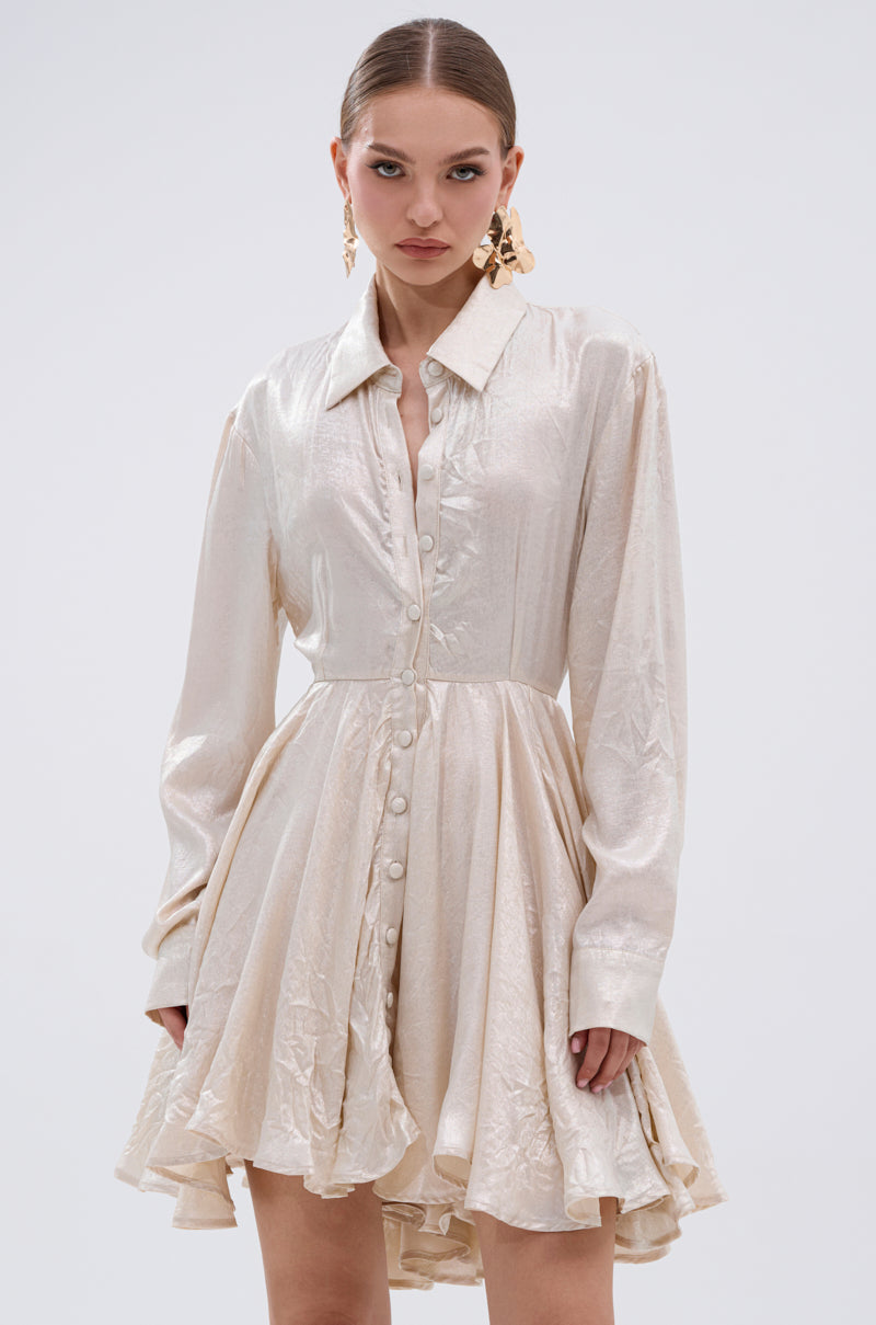 The It Girl Ivory Metallic Mini Dress