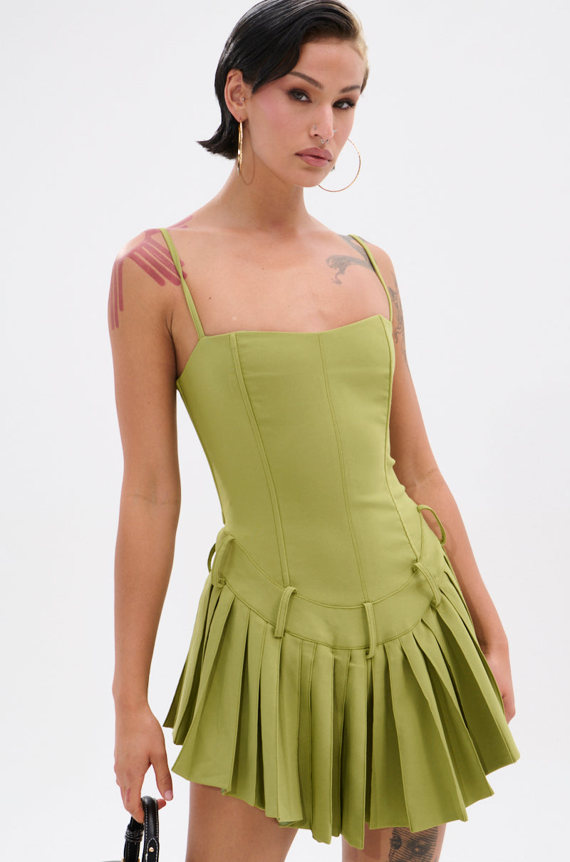 Dancing Through Life Mini Dress In Olive