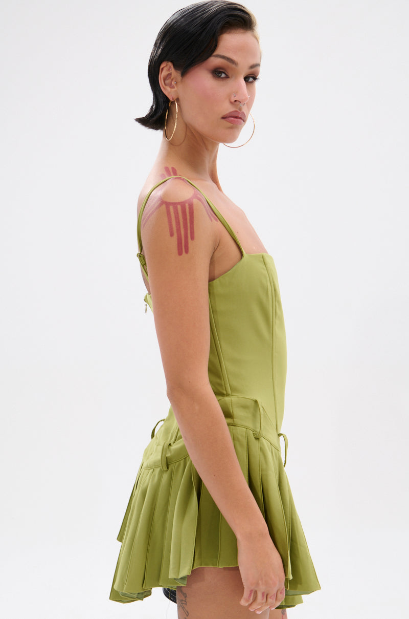 Dancing Through Life Mini Dress In Olive