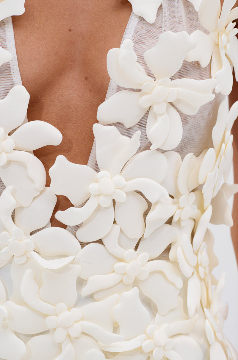 Ashley Floral Mini Dress In White