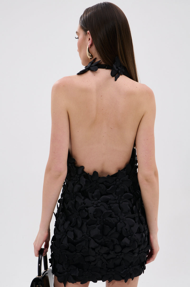 Ashley Floral Mini Dress In Black
