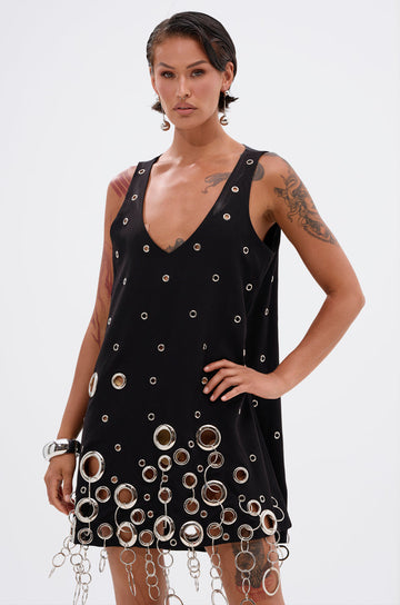 One Of A Kind Mini Dress With Metal Hardware