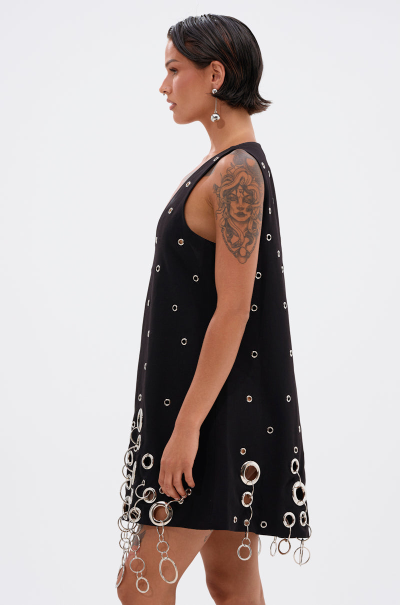 One Of A Kind Mini Dress With Metal Hardware