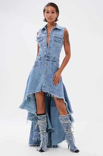 Read It And Weep Denim Mini Dress