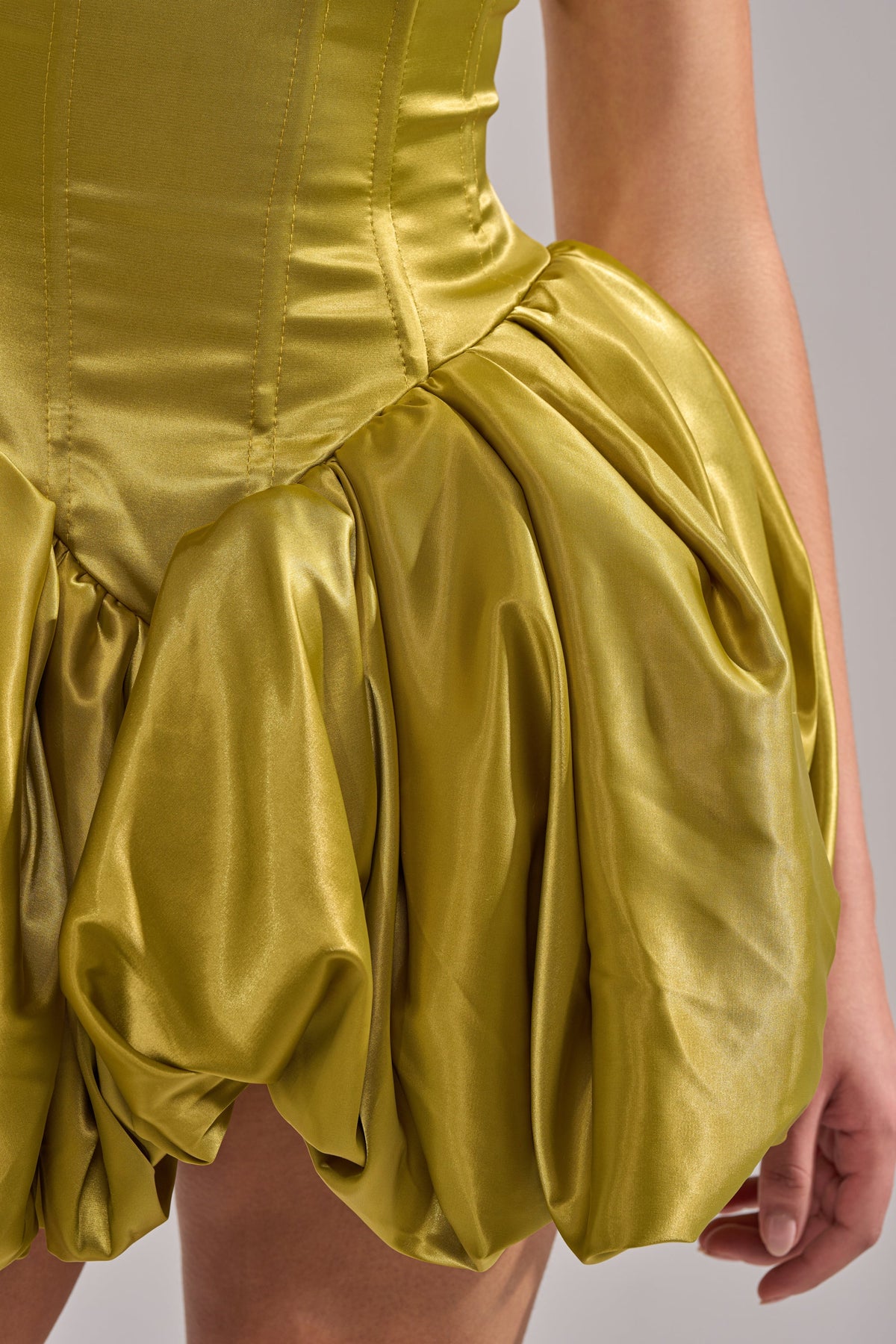 Juliet Satin Mini Dress In Green