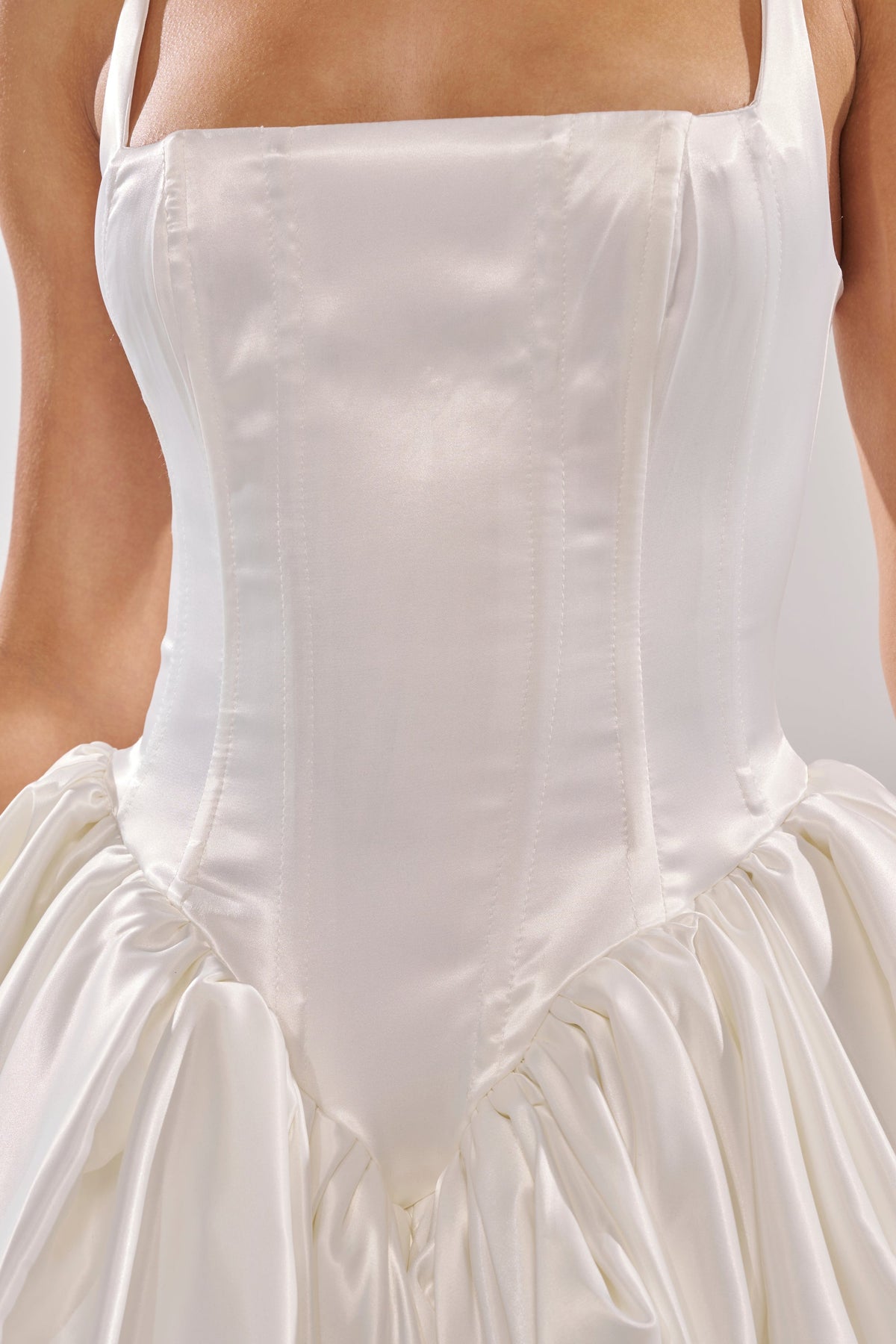 Juliet Satin Mini Dress In Ivory