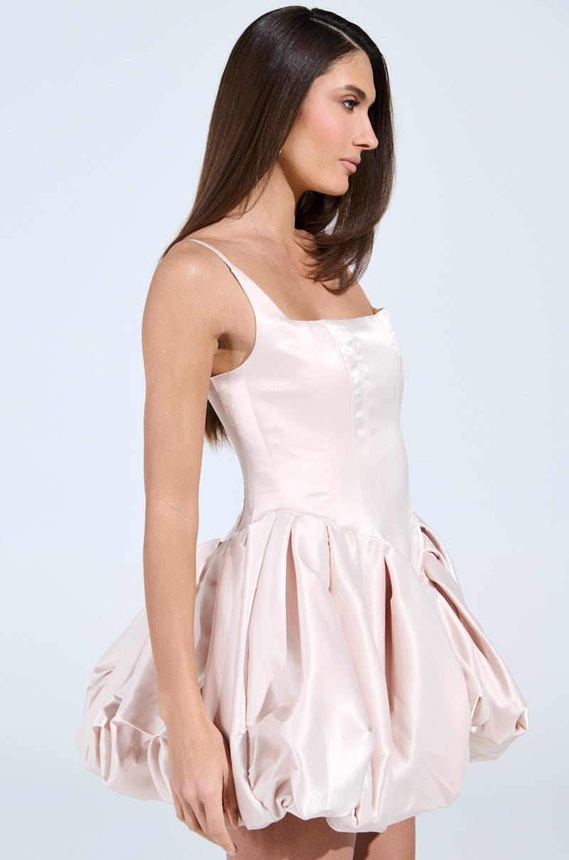Juliet Satin Mini Dress In Light Pink
