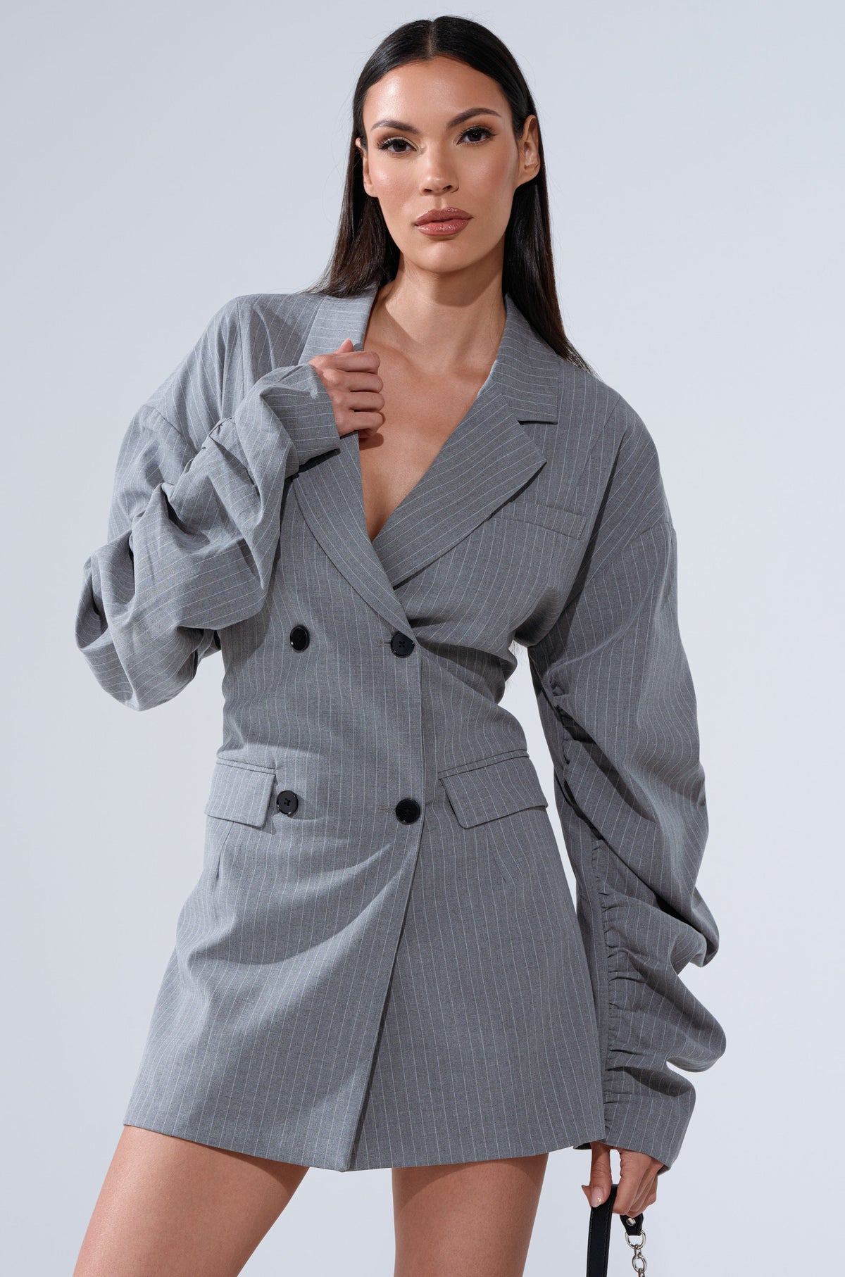 Business Meeting Chic Blazer Dress And Leg Warmer Set In Grey