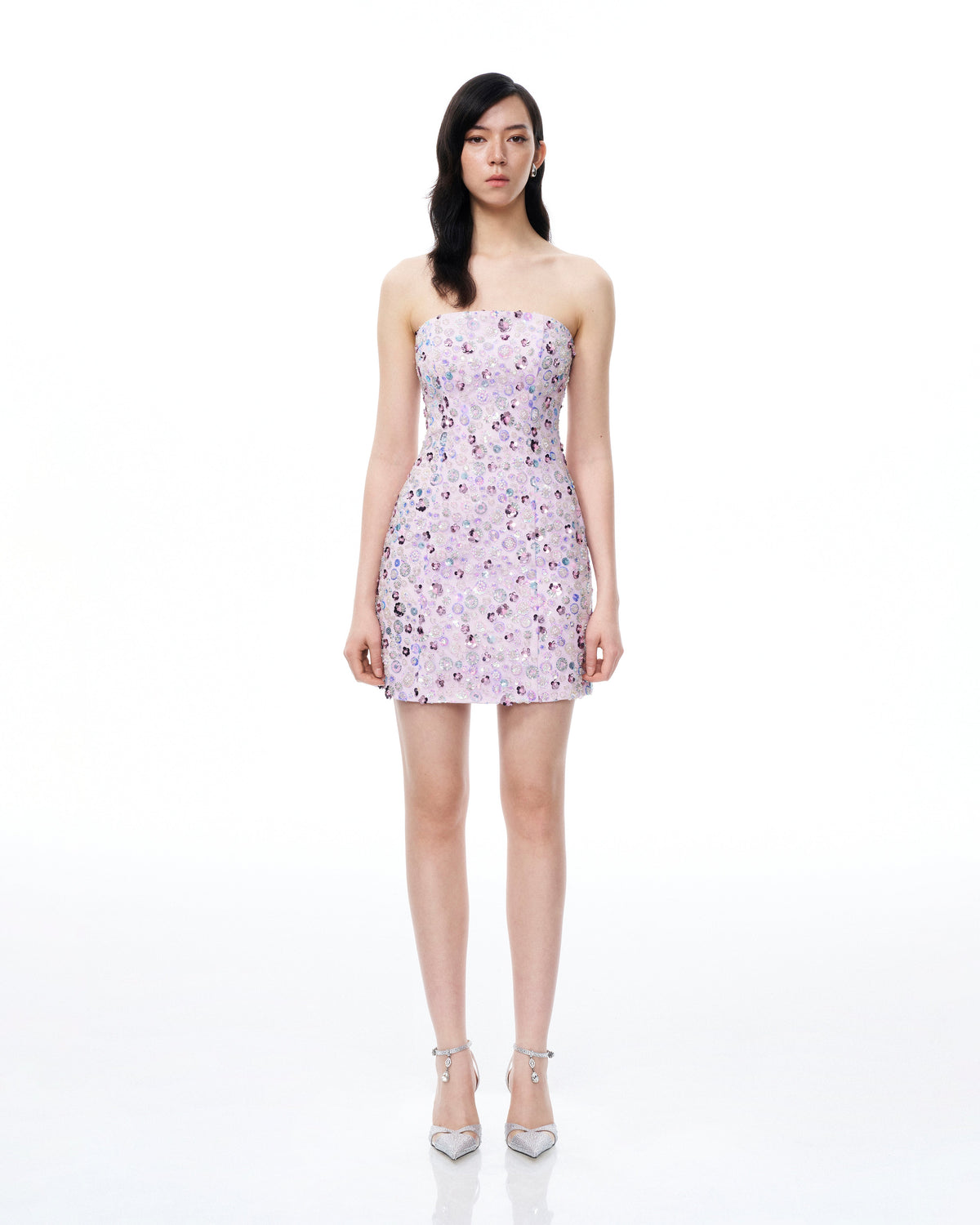 Esme Floral Sequin Embroidered Mini Dress - Purple