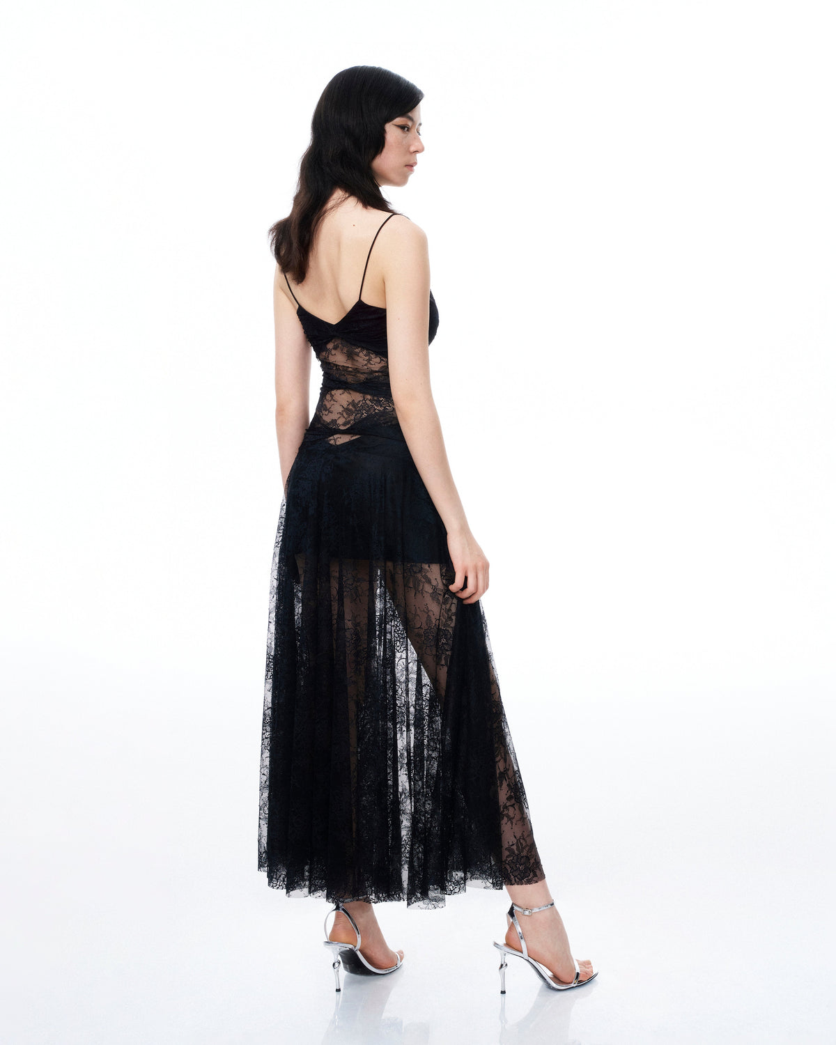 Indigo Floral Lace Dress - Black