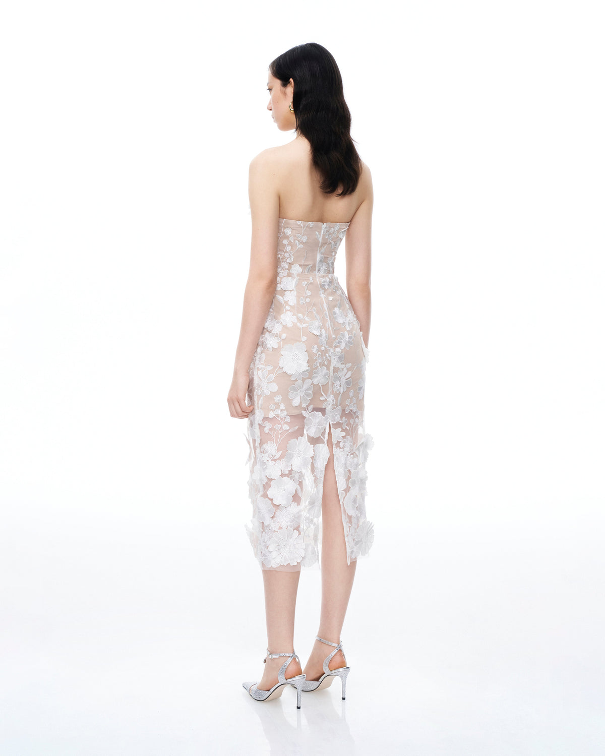 Lysandra 3D Floral Embroidered Maxi Dress - White