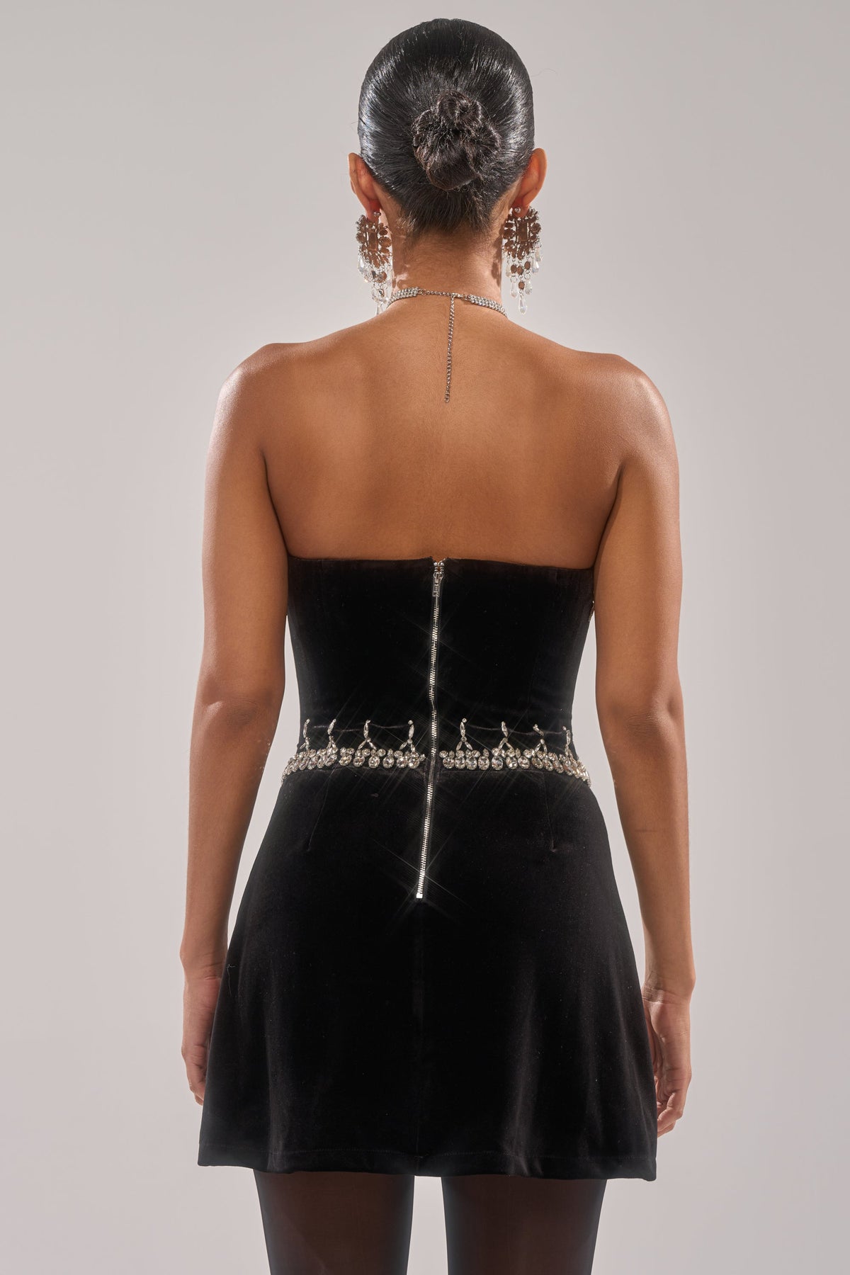 High Society Velvet Rhinestone Mini Dress