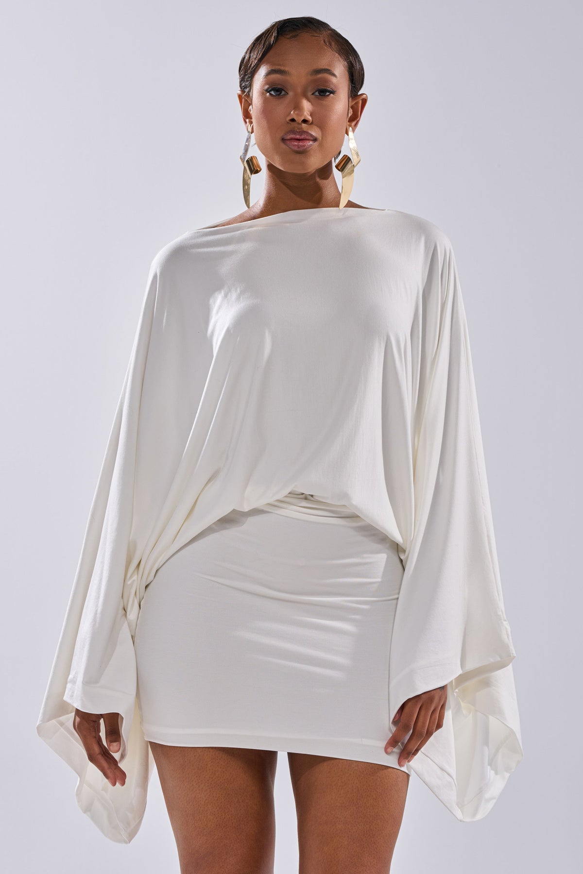 Diana Draped Mini Dress In White