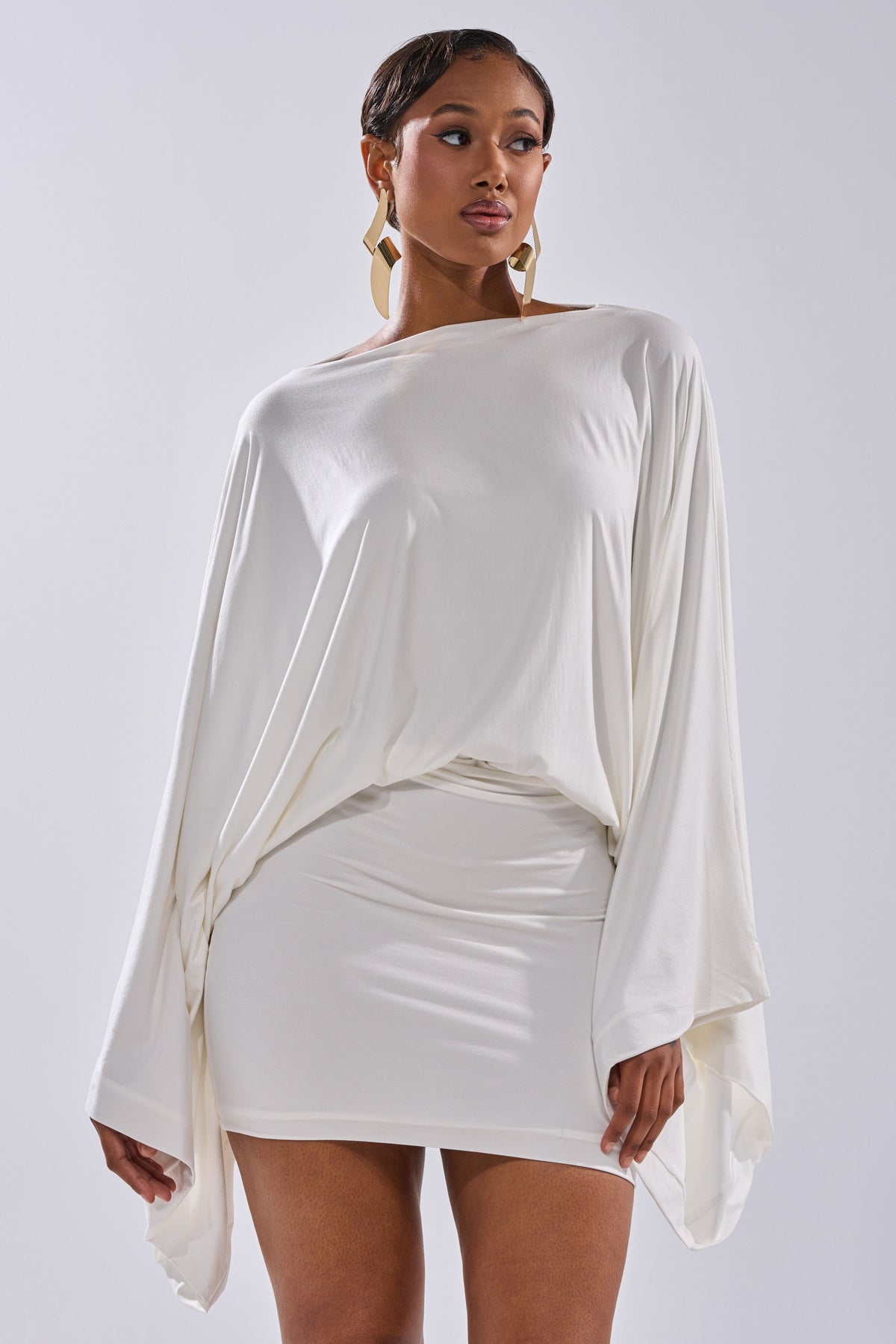 Diana Draped Mini Dress In White