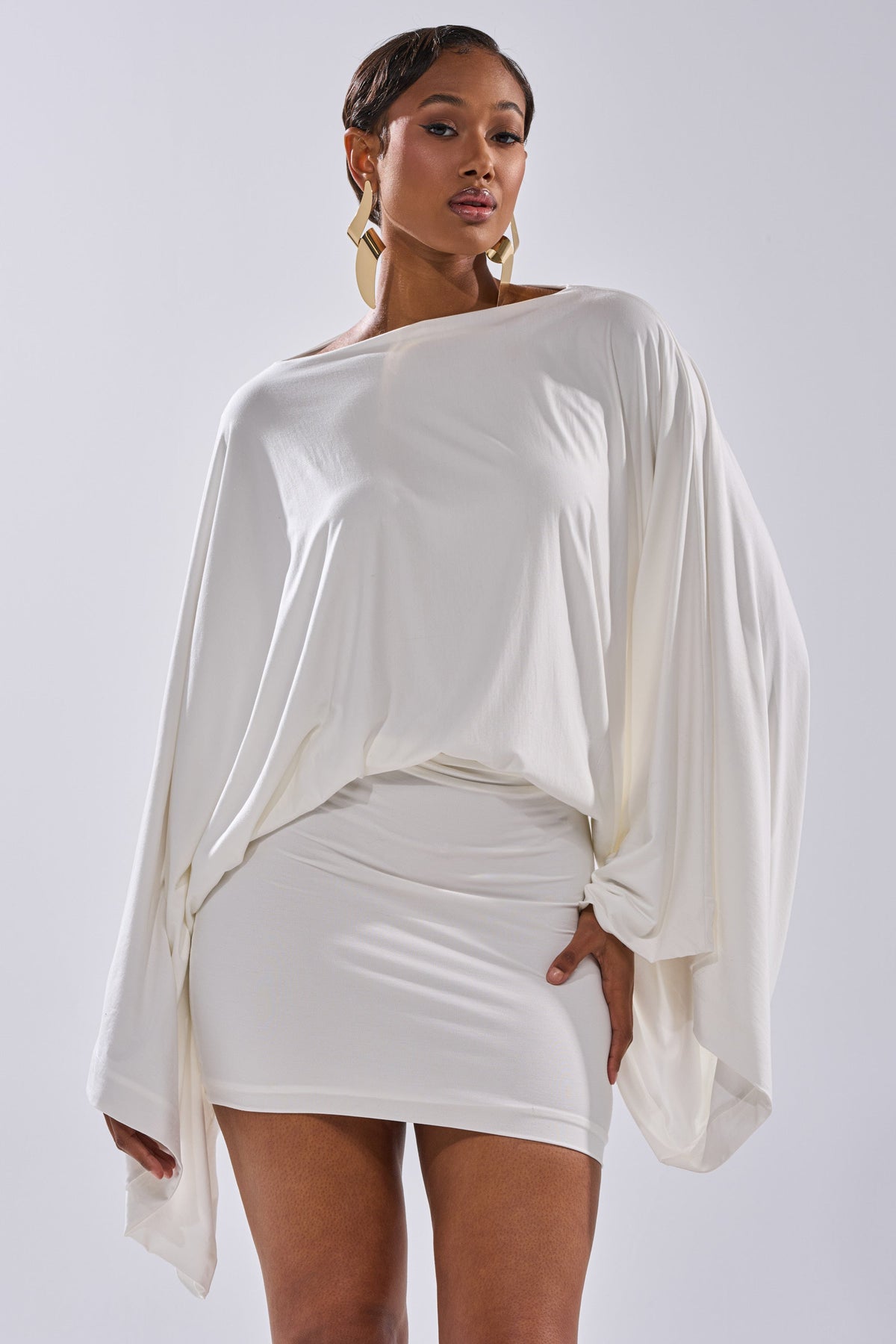 Diana Draped Mini Dress In White