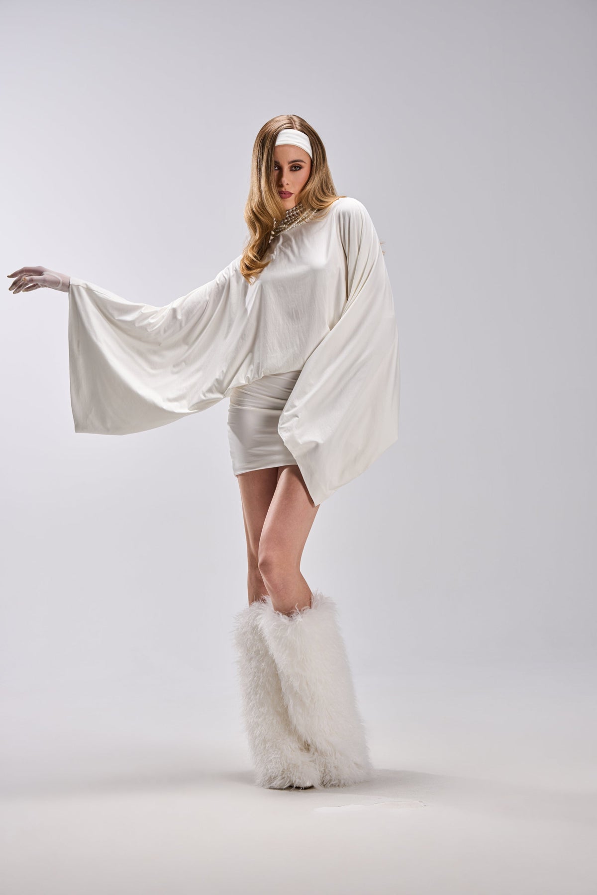 Diana Draped Mini Dress In White