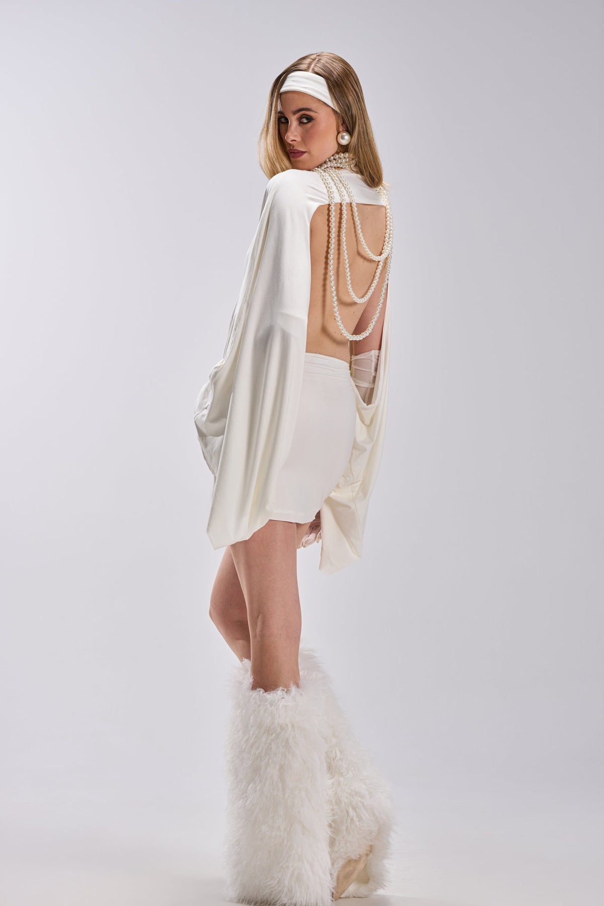Diana Draped Mini Dress In White
