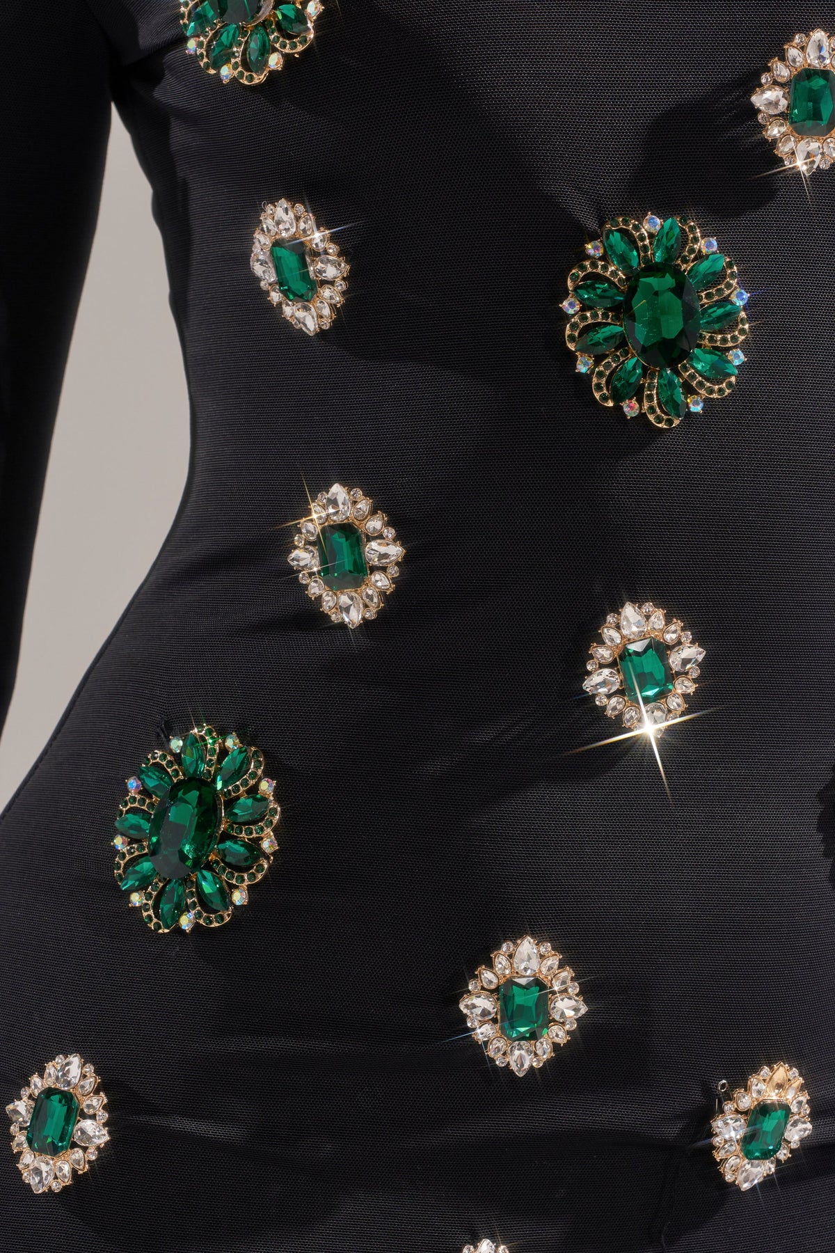 Bling Bling Mesh Mini Dress With Rhinestone Embellishments
