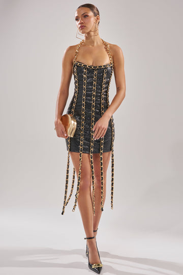 Chains For Days Pu Mini Dress