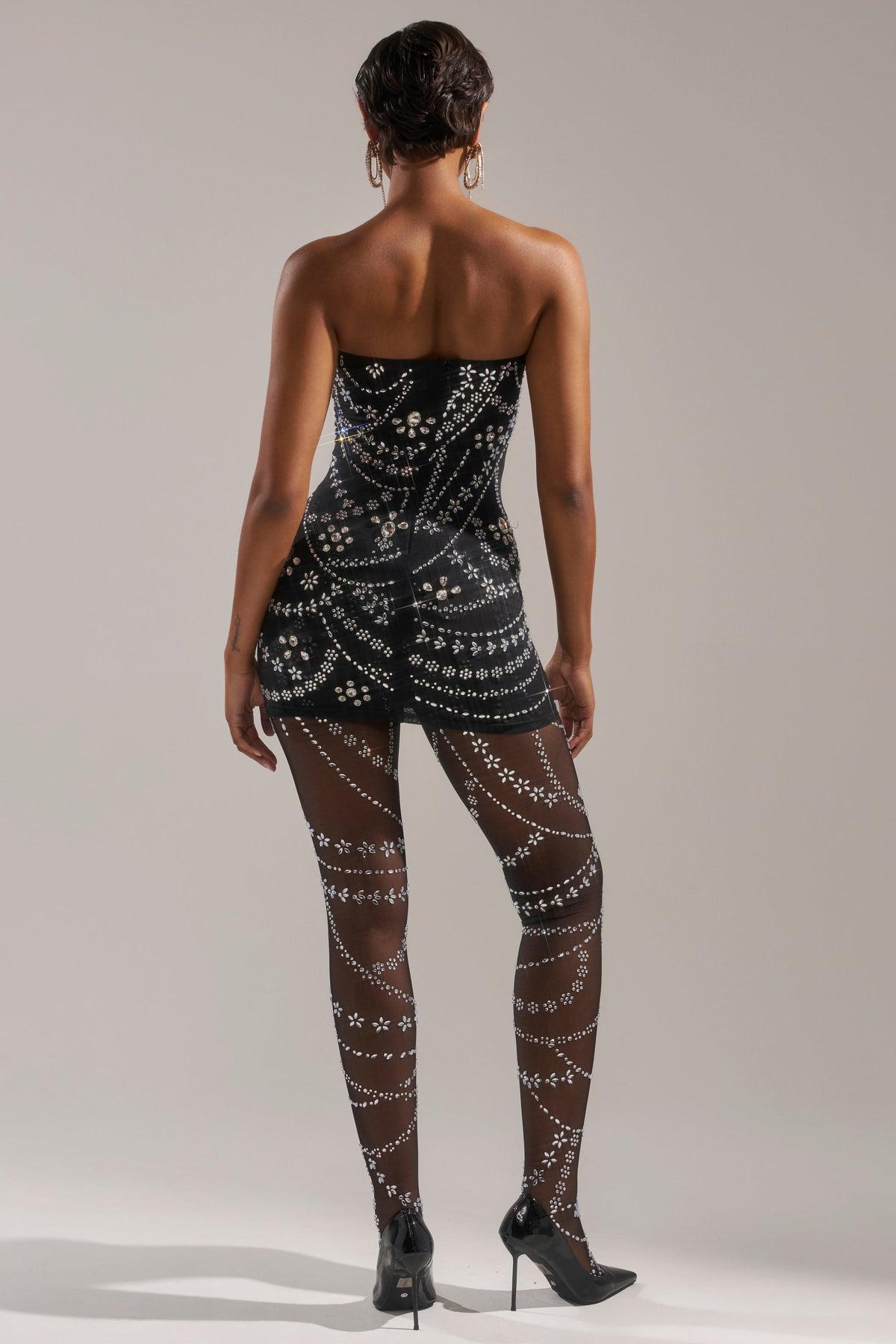 Jeweled Up Two-Piece Rhinestone Mini Dress