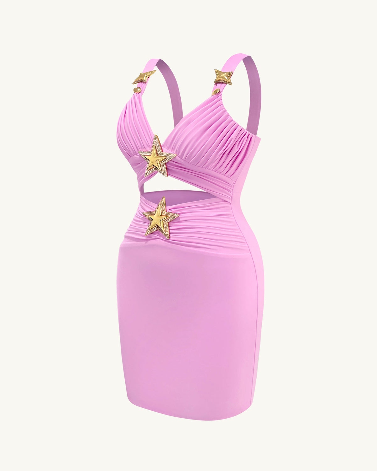 Mini Dress with Star Details - Pink