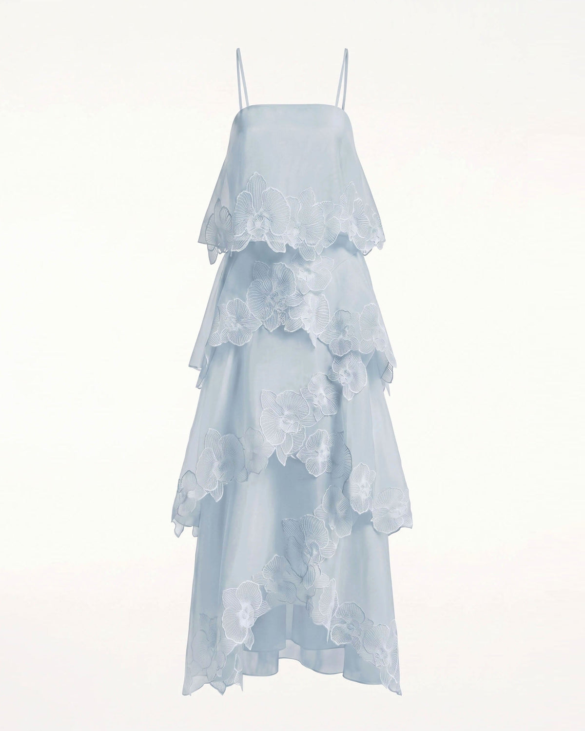 Orchid Embroidered Layered Maxi Dress - Light Blue