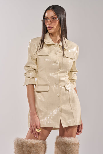 Standing On Business Pu Mini Dress