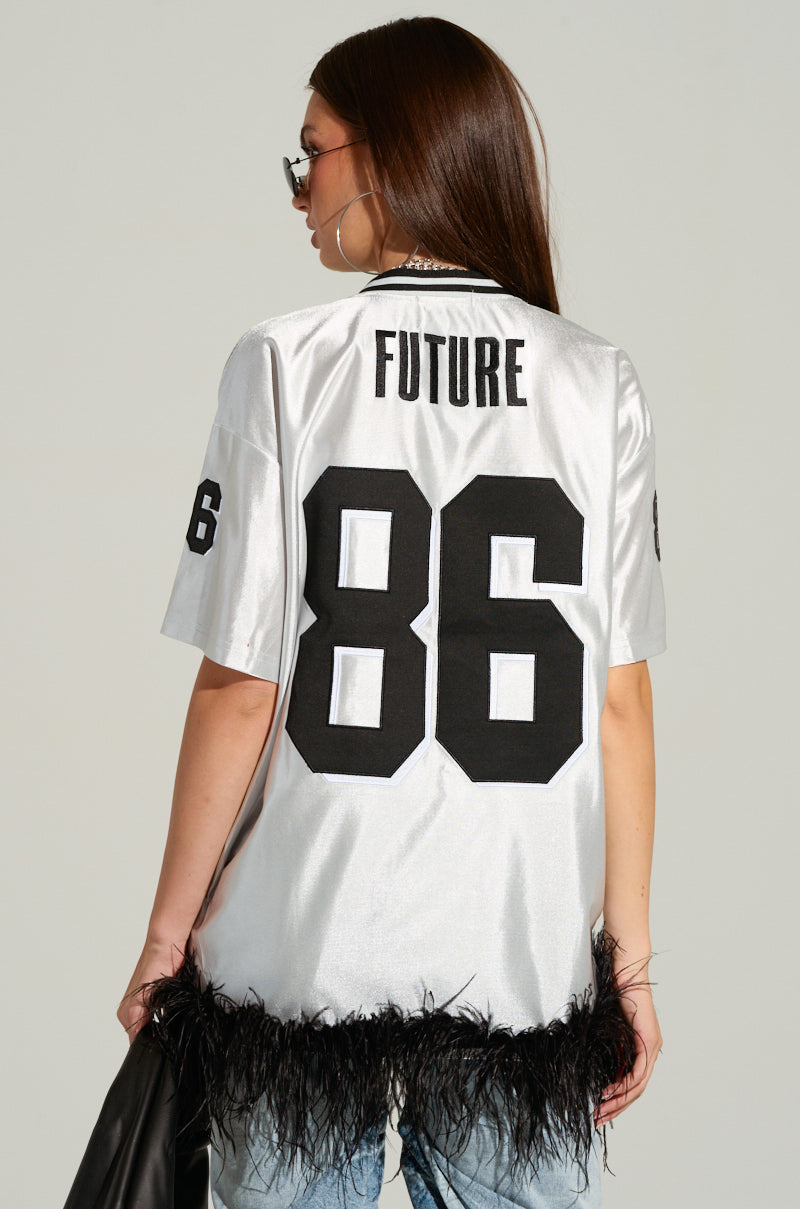 Go Sports Feather Trim Jersey Dress