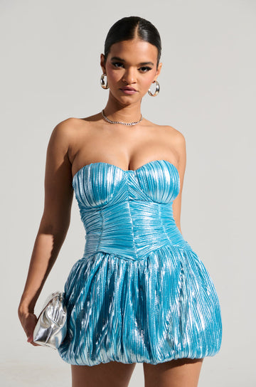All About Me Satin Bubble Mini Dress