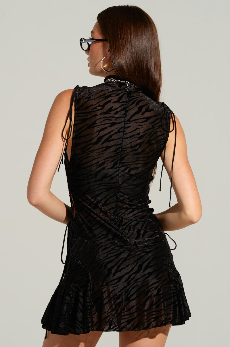 Back Outside Zebra Print Mini Dress
