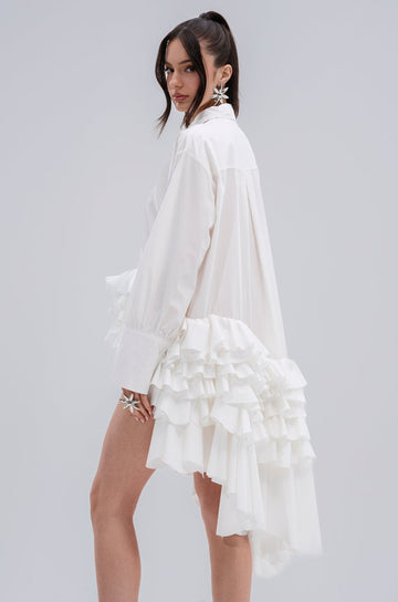 Kind Of A Big Deal Poplin High Low Dress In White
