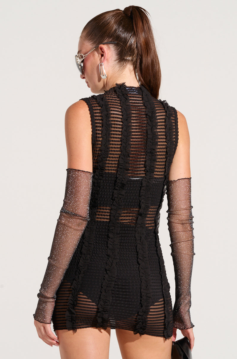 Gelina Mesh Lace Up Mini Dress