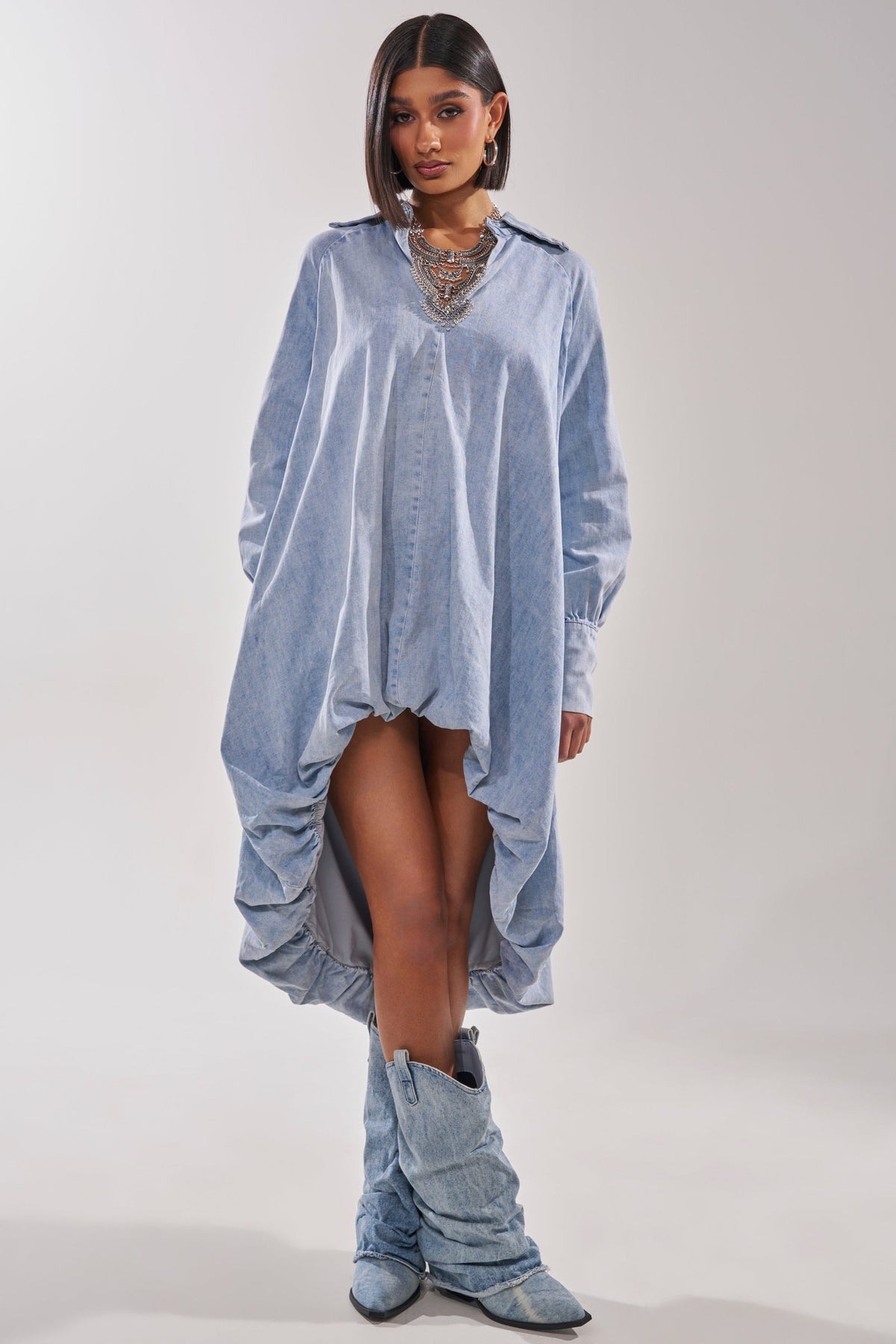 Amelia Denim High-Low Dress