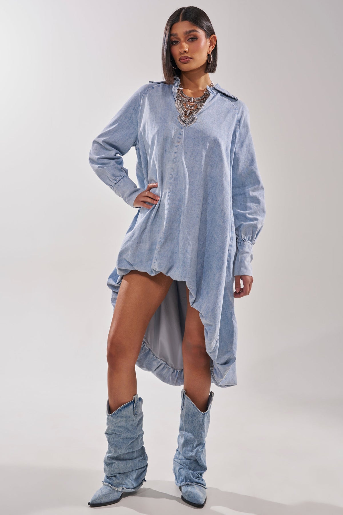 Amelia Denim High-Low Dress
