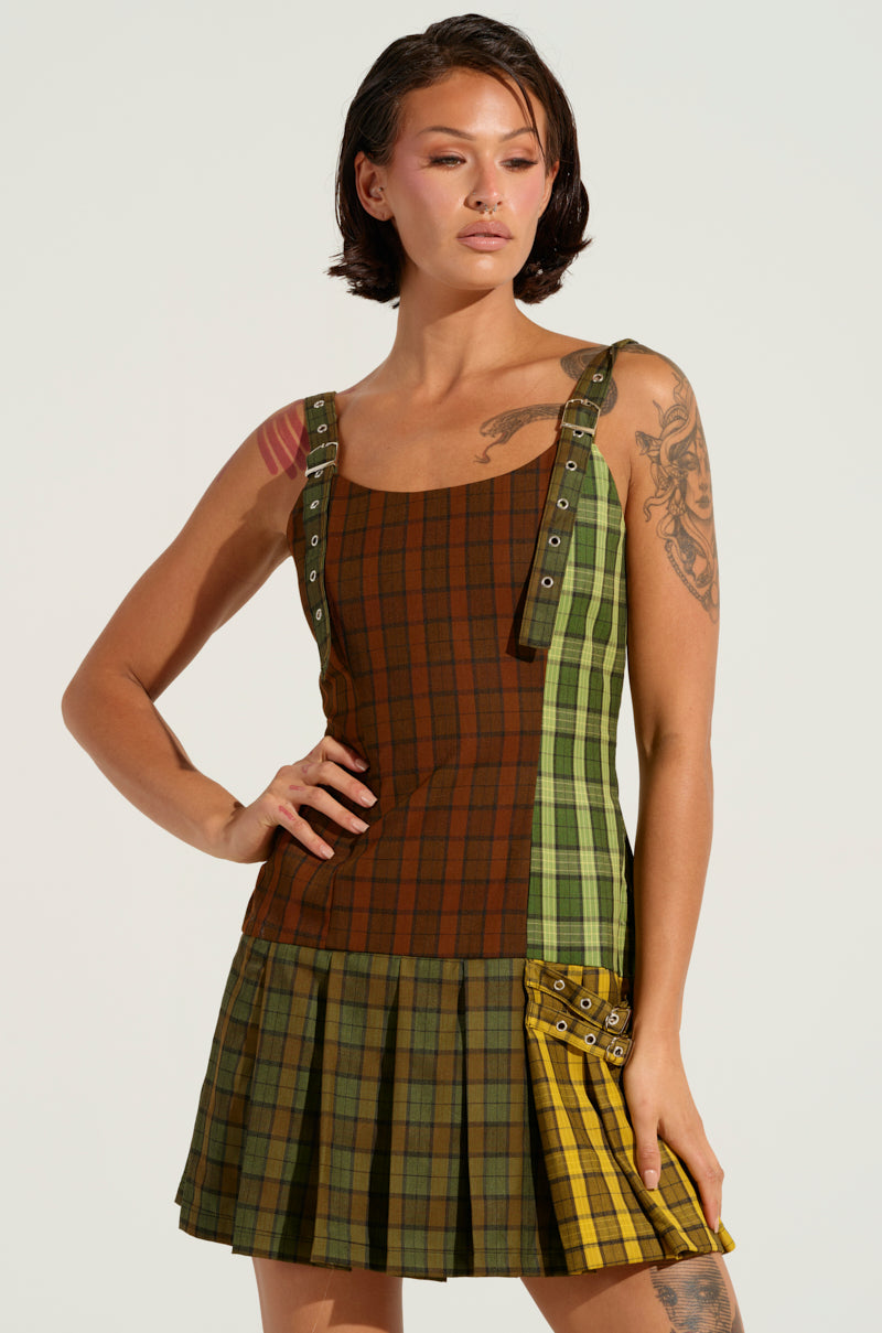 Playtime Is Over Plaid Mini Dress