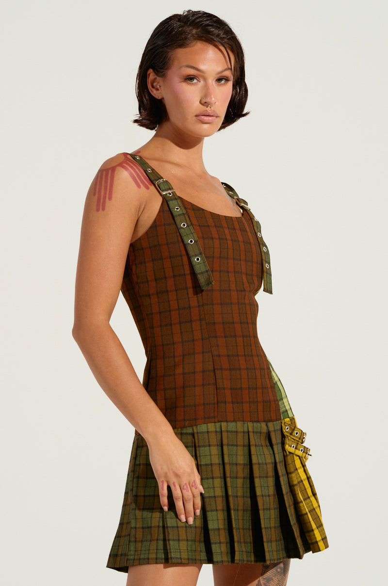 Playtime Is Over Plaid Mini Dress