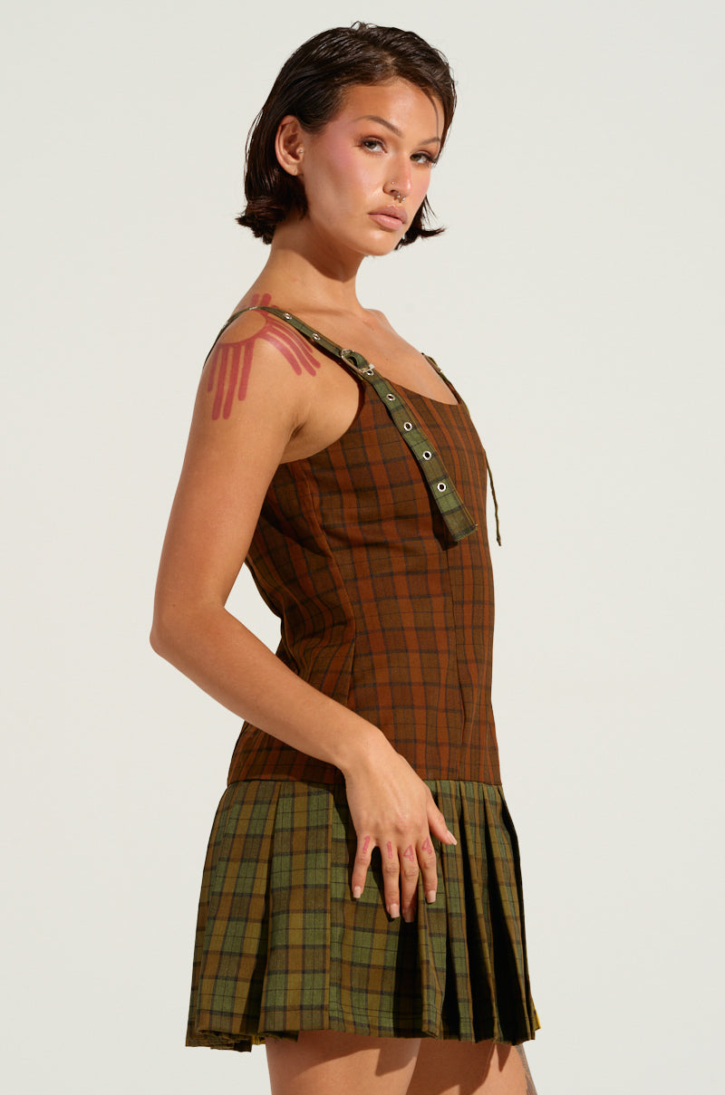 Playtime Is Over Plaid Mini Dress