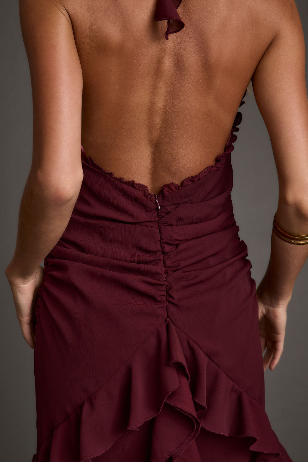 Aria Merlot Halter Maxi Dress