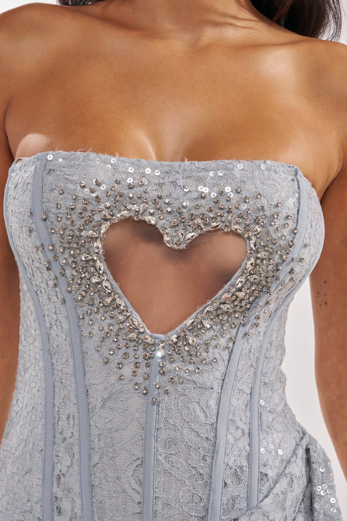 Leave Quite An Impression Lace Mini Dress In Light Blue