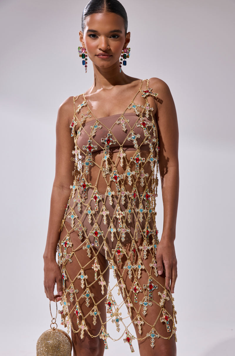 Eve Cross Chain Mini Dress