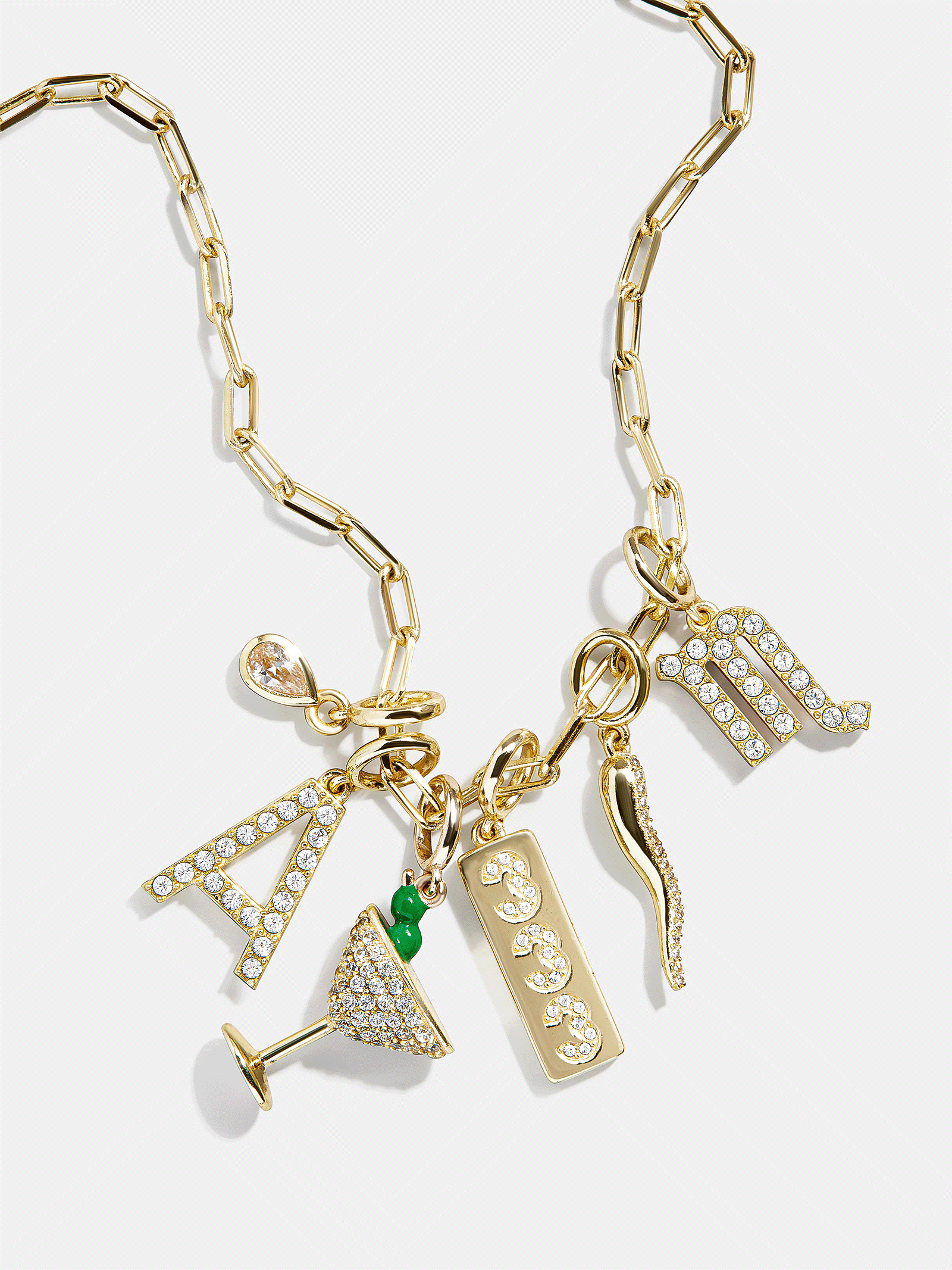 Cluster Charm Necklace - Paperclip Chain