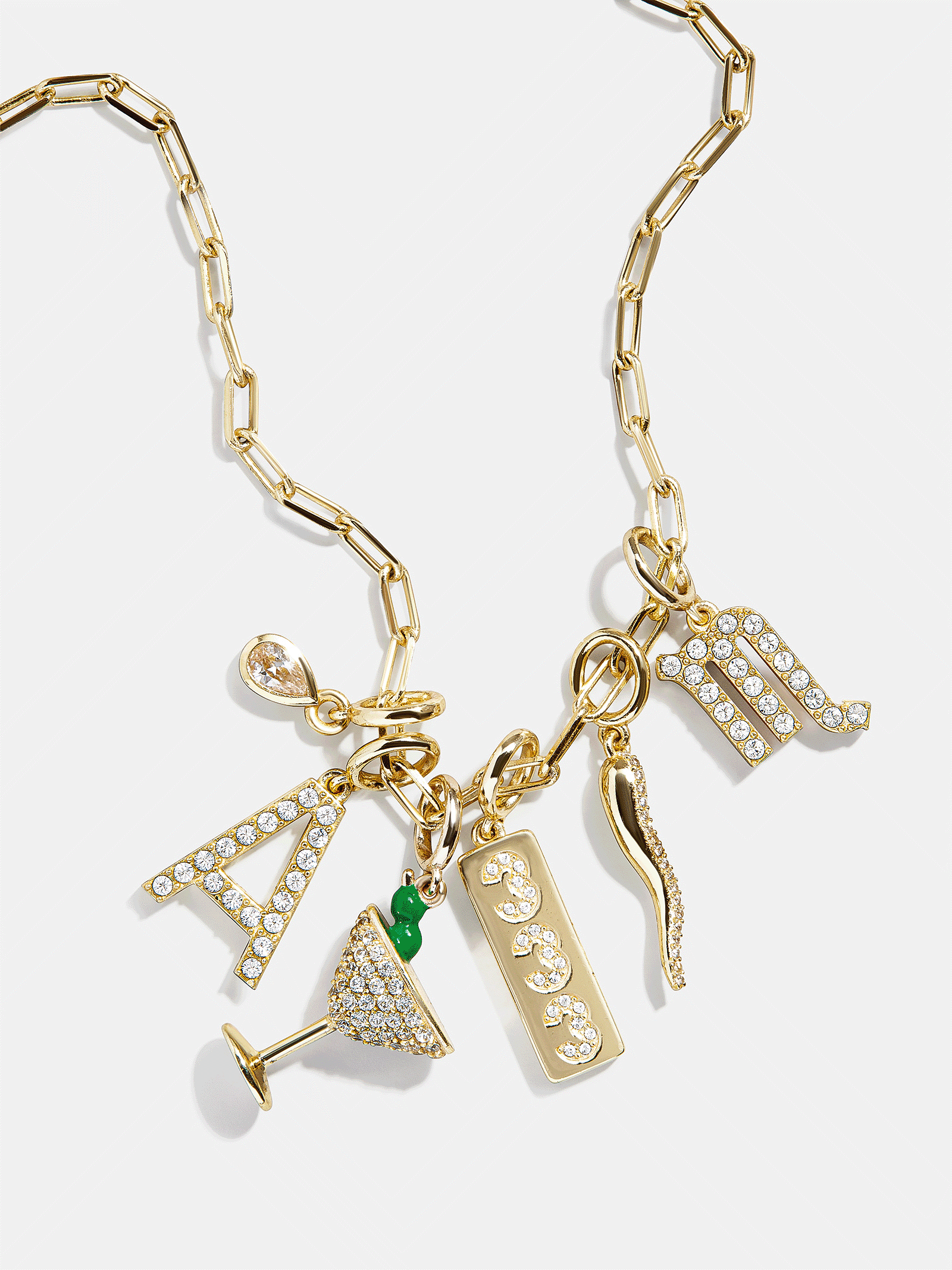 Semi-Precious Cluster Charm Necklace - Chrysoprase Chain