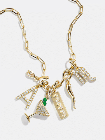 Semi-Precious Cluster Charm Necklace - Chrysoprase Chain