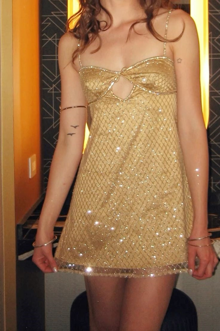 Gold Tulle A-Line Party Dress