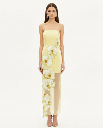 Orchid Embroidered Dress - Yellow