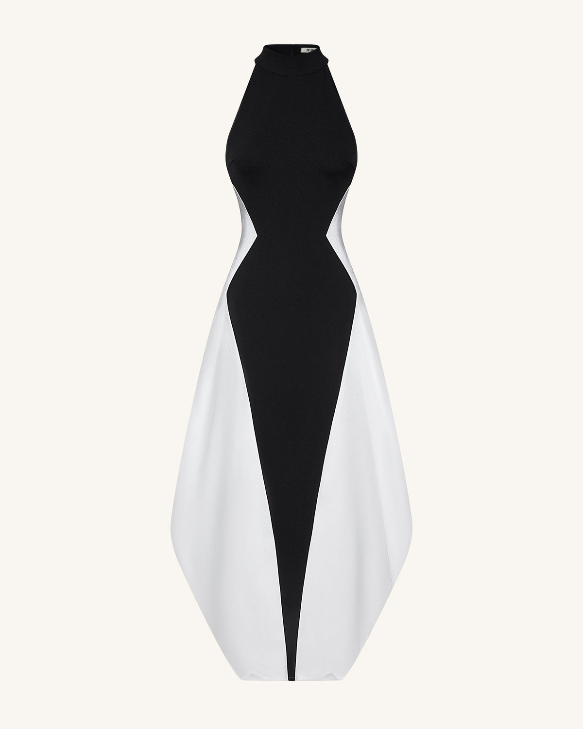 Monochrome Paneled Maxi Dress – Black