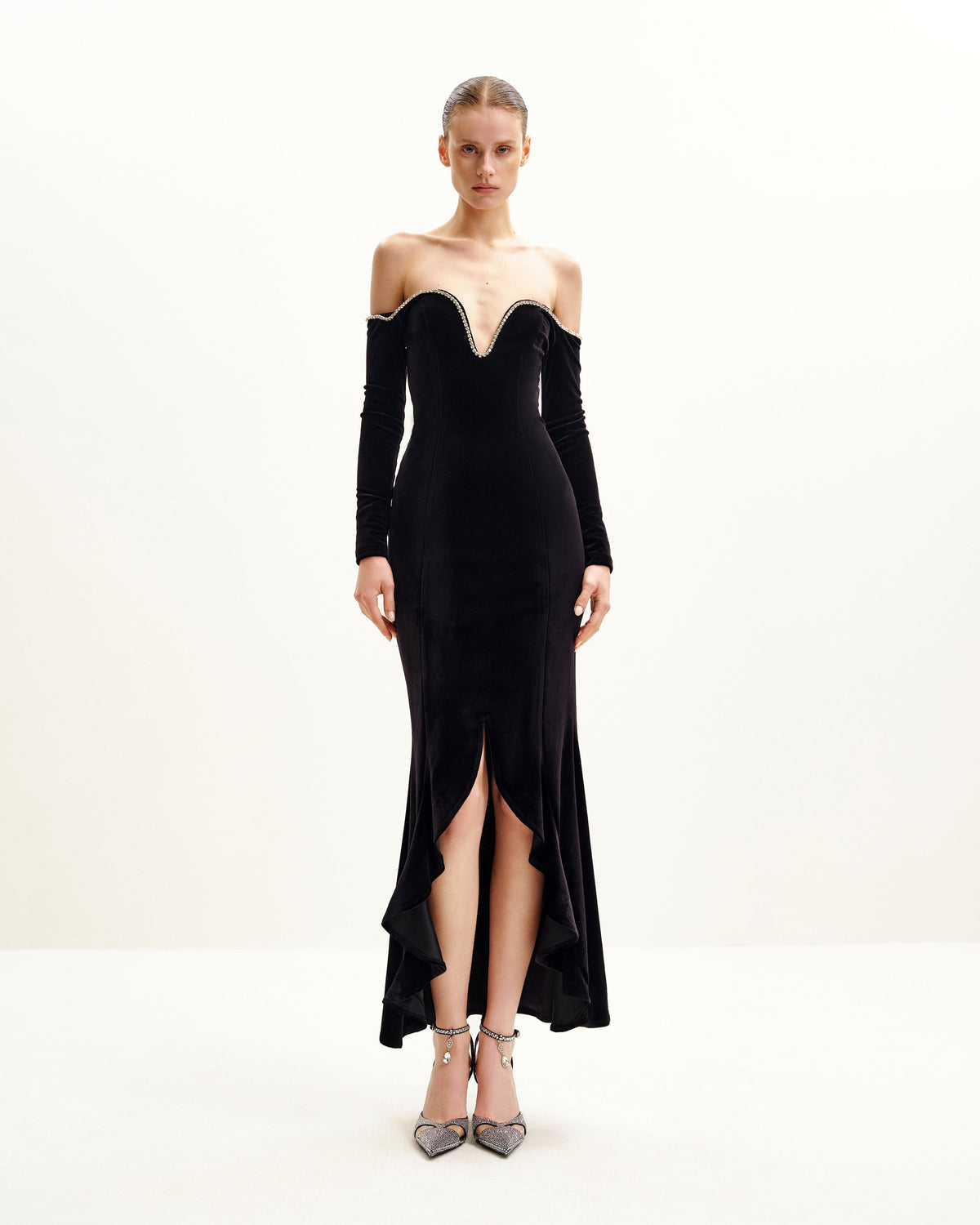 Allison Off-Shoulder Evening Gown - Black