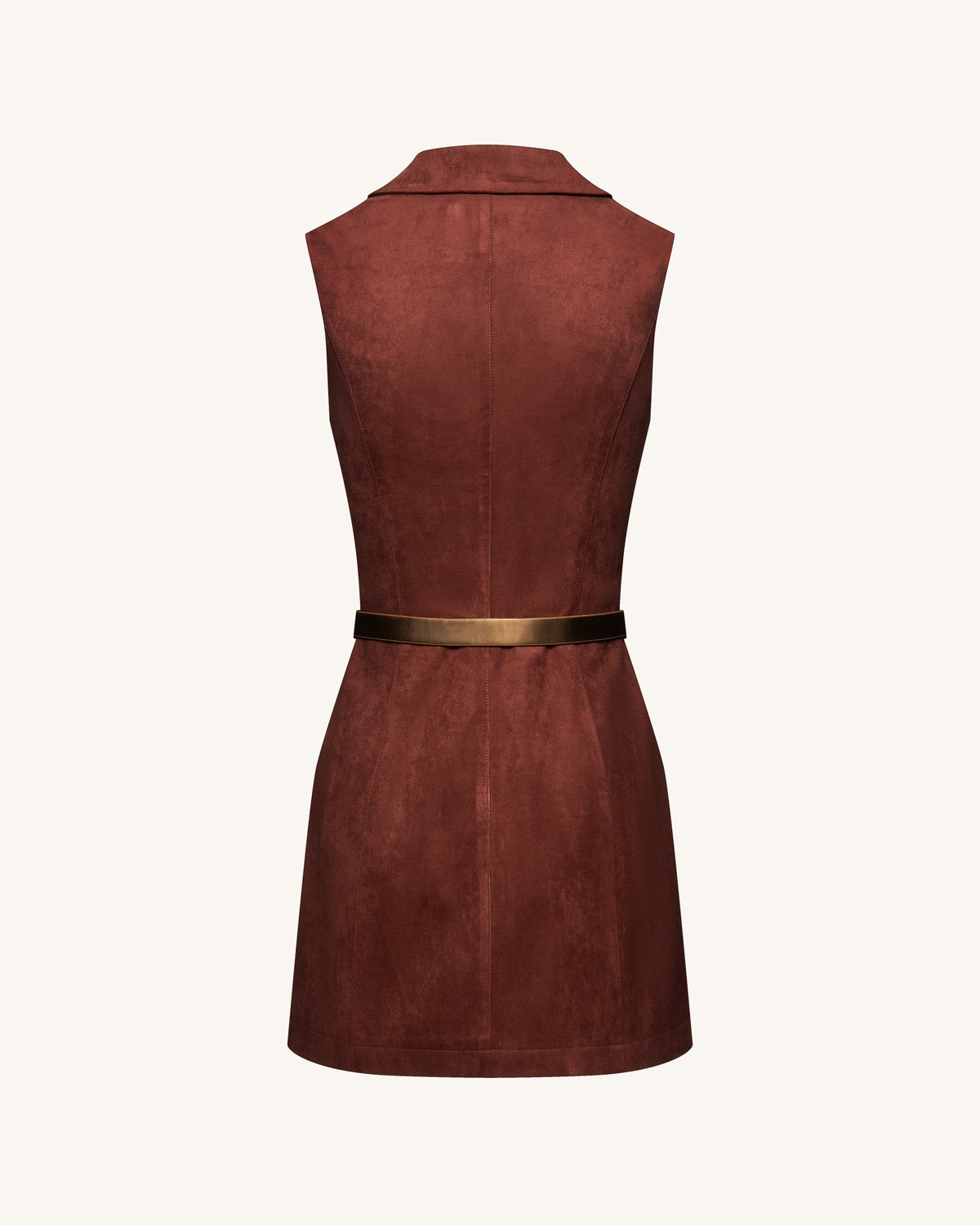 Ariana Sleeveless Suedes Mini Dress - Burgundy